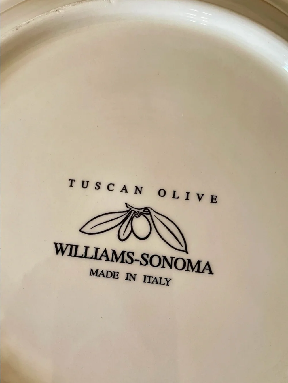 Set of 2 Williams Sonoma “Tuscan Olive” spaghetti plates, made in Italy